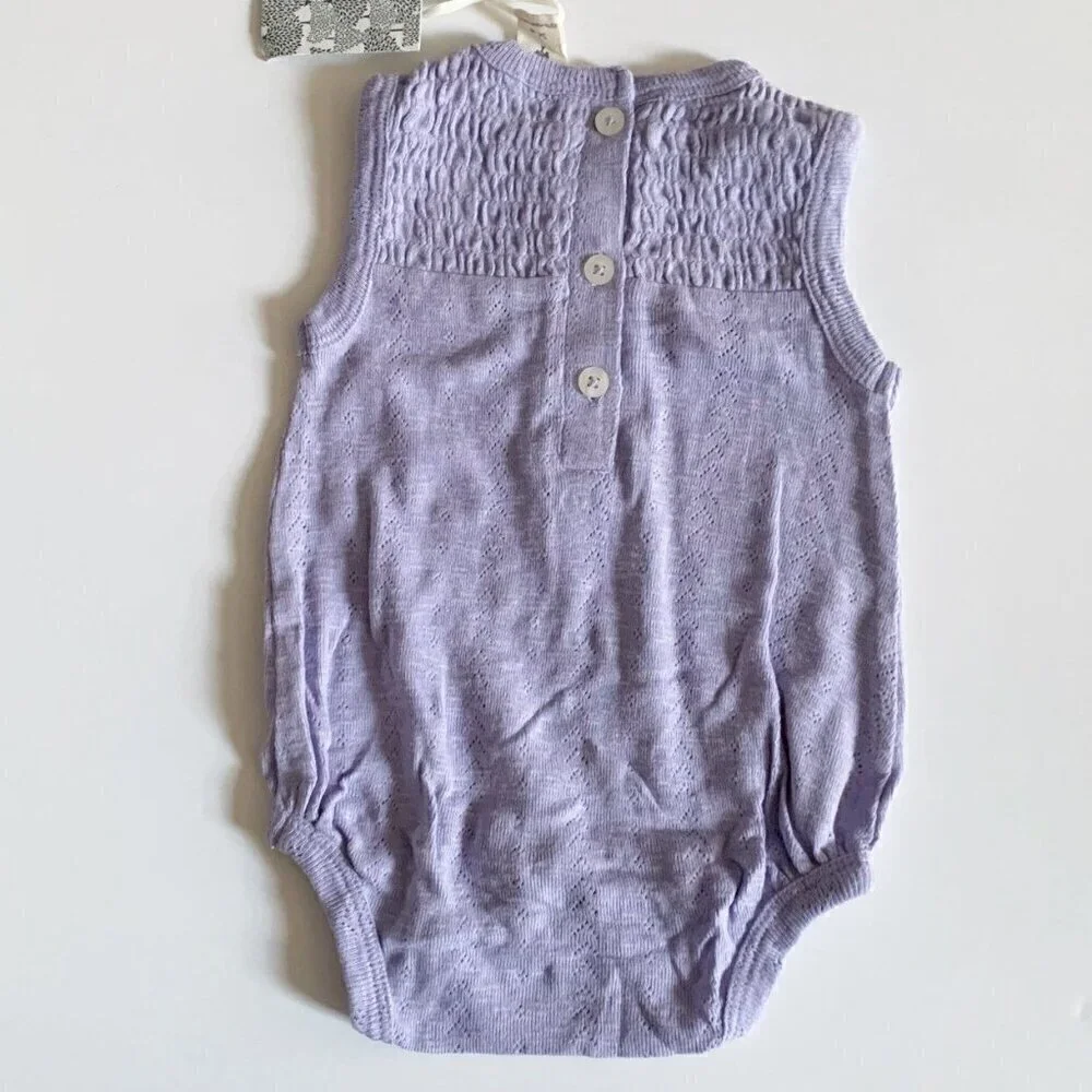 Kate Quinn Organics Pointelle Smocked Bodysuit 3-6 Months